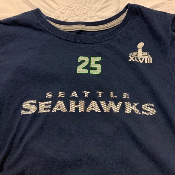 Nike Seattle Seahawks Super Bowl Sherman #25 Short Sleeve Tee Shirt - Picture 5 of 8